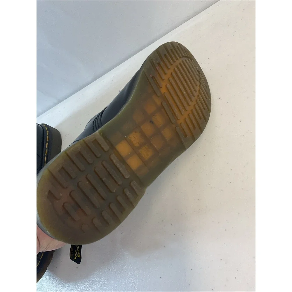 Dr. Martens 1460 Pascal Men's Size 9 Smooth‎ Leather Black Yellow Lace Up Boots